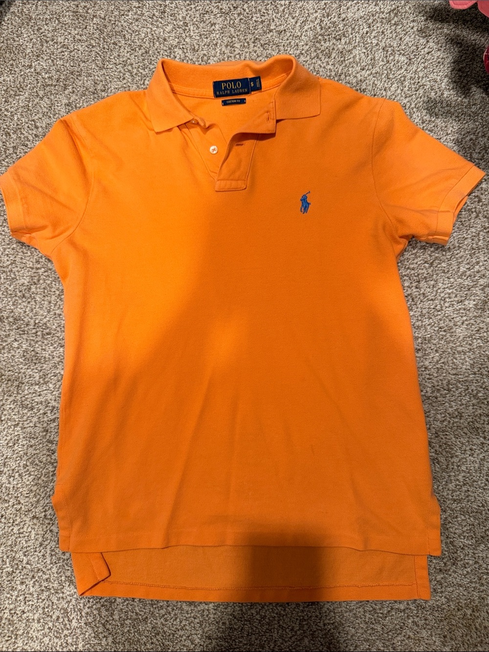 Polo by Ralph Lauren Orange Short Sleeve Polo with Blue Pony